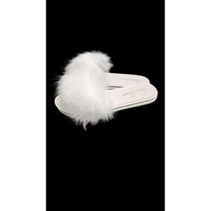 Lauren Lorraine Faux Fur Slides Womens Size M White Excellent